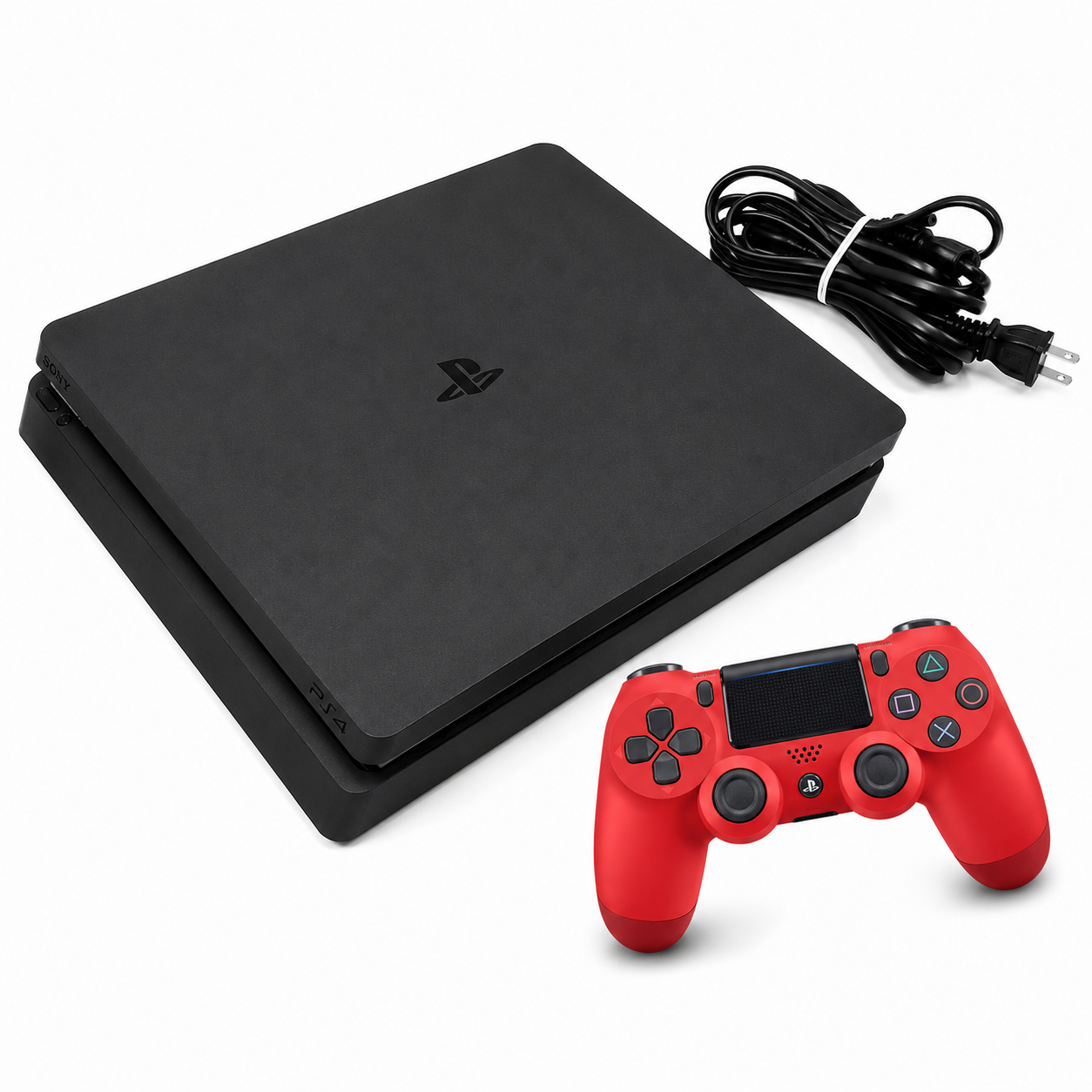 Sony PS4 Slim 1TB Open Store Edition + Red Controller + Cables | Loaded & Ready to Play by Rage Gaming